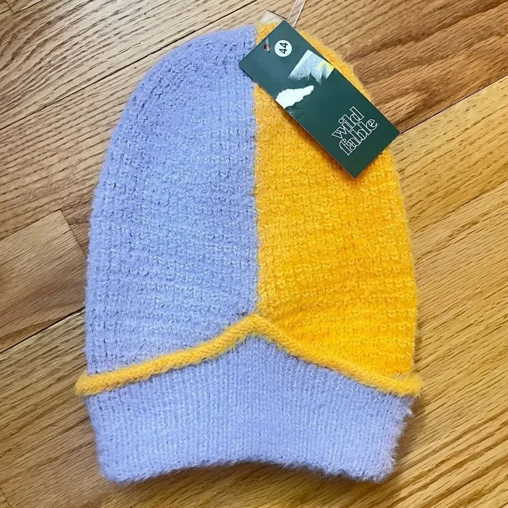 Wild Fable Women’s Purple Orange Colorblock Soft Knit Beanie Hat OS
